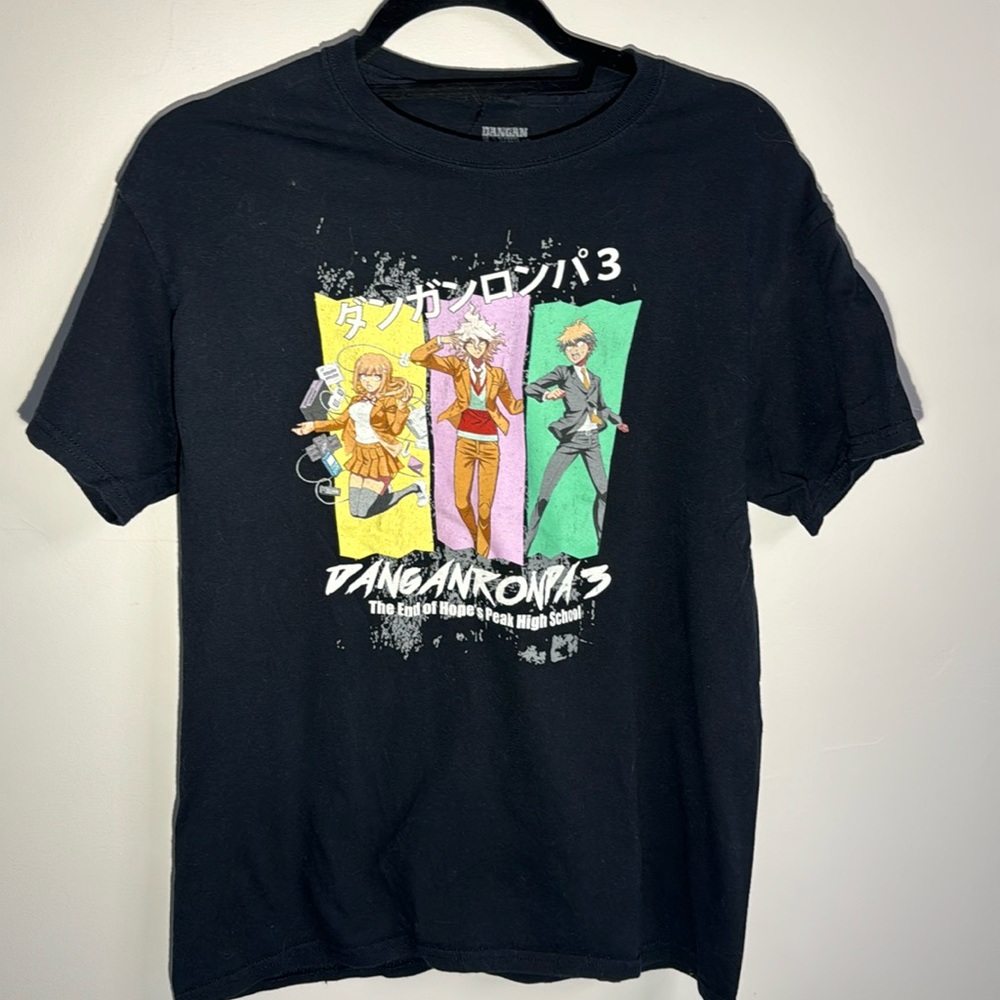 Danganronpa 3: Men's Large Fitted Black Graphic Tee Short Sleeve Cotton